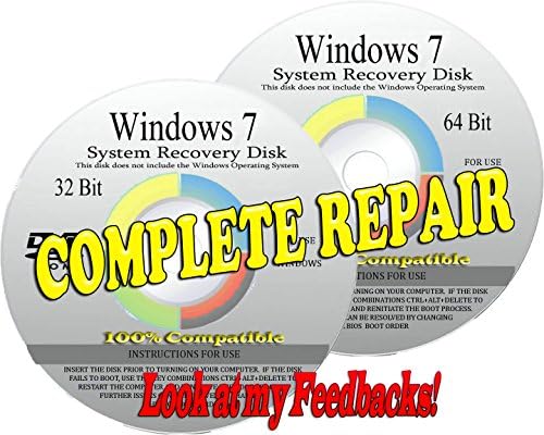 [2 DISK SET] WINDOWS 7 32/64 BIT COMPLETE SYSTEM REPAIR or RESTORE for your Windows operating system [Lastet Version 2015-2016]