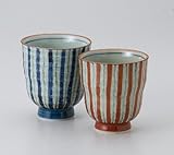 古染十草　湯呑（大・小セット）　　【千茶 有田焼】