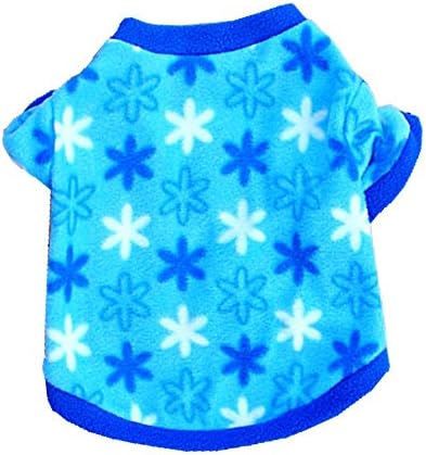 Commoditier Blue Snow Star Fleece Shirt Girl Dog Clothing Dresses for Pets Puppy Clothing for Girls (Small)