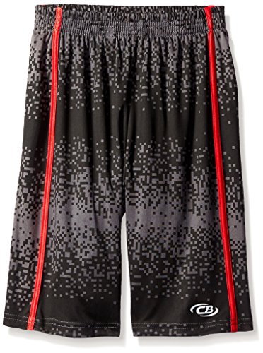 CB Sports Boys' Printed Performance Athletic Short, TQ24-Pixel Print Engine Red, 10/12
