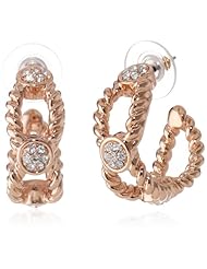 T Tahari "Essentials" Rope Design Crystal Hoop Earrings