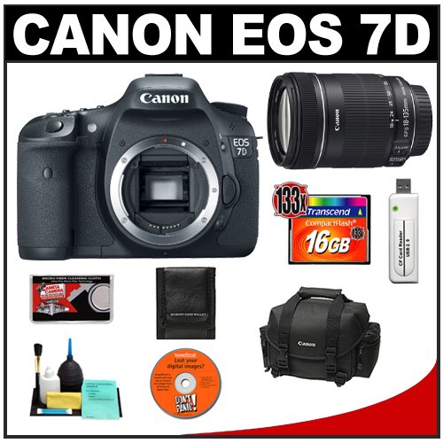 Canon EOS 7D Digital SLR Camera Body + Canon 18-135mm IS Zoom Lens + 16GB Card + Case + Cameta Bonus Accessory Kit
