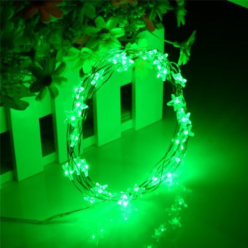 INST Micro LED 30 Star Lights Battery Operated on 10ft Long Copper Color String Wire (Green)