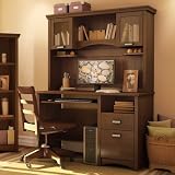 Home Office Computer Desk with Hutch in Sumptuous Cherry Finish