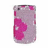 Rhinestones Shield Protector Case for BlackBerry Curve 8520 8530, Big Daisy Hot Pink Full Diamond