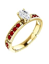 10K Yellow Gold Oval Cut Diamond and Ruby Ring -- LIFETIME WARRANTY