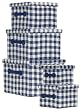 Bright Cotton Fabric Covered Nested Boxes with Leatherette Handles Large=13"x13"x13" Set of 5