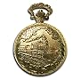 Locomotive Conductor's 14k Gold-plated & Gold-tone Train 40mm Pocket Watch with 12" Curb Chain and Belt Clip