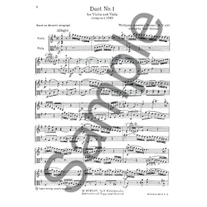 W.A. Mozart: Two Duets For Violin And Viola K.423/424. Partitions pour Violon, Viola