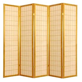 Unique Design Room Divider Partition - 6ft. Kimura Japanese Shoji Privacy Folding Portable Floor Screen - 4 Colors - 4 Sizes