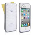 Weiss/Translucent Sechseck Muster Silikon Gel Schutzh�lle F�r Apple iPhone 4 / 4S Mit Displayschutz
