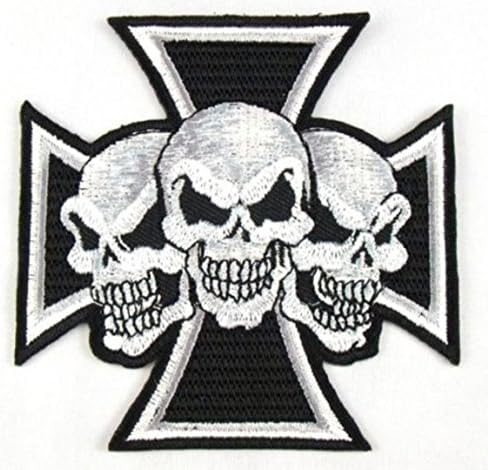 Skull - Cross Patch Badge 3.25 X 3.25 Inch, Look Cool Embroidered Iron on Sew for Art Sport Jacket