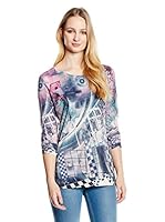 Peace & Love Camiseta Manga Larga (Azul)