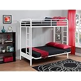 DHP Twin Over Futon Metal Bunk Bed, White