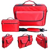 Lotsaveoutlet 18" 18.4" 18 18.4 Inch XL Laptop Notebook Classic Series compartment Studio Slim Foam Carrying Messenger Bag Sleeve 1680D Case Briefcase Holder Red Color Black Inside Padded For Apple Macbook Pro HP IBM Dell Latitude XPS Acer Alienware Sony Ultrabook