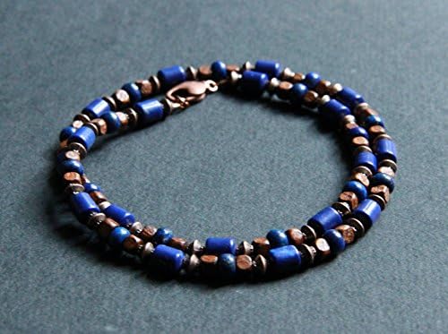AB's - Men's Choker - Men's Jewelry - Gemstone Necklace - Blue Necklace - Beaded Necklace - Lapis and Wood