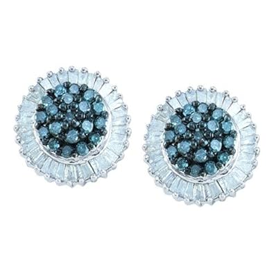 Cheap Girls Jewelry 1.0CT BLUE DIAMOND FASHION EARRING For Sale