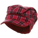 Plaid Trimmed Newsboy Cap-Pink