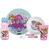 Zak! Designs Mealtime Set, Plate, Bowl, Tumbler, Water Bottle, Fork & Spoon with Skye & Everest from