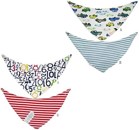 Dimore Two-sided Baby Bandana Drool Bibs with Snaps Fancy Triangle Baby Bib (Number/Car)