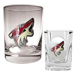Phoenix Coyotes NHL Rocks Glass & Square Shot Glass Set - Primary Logo