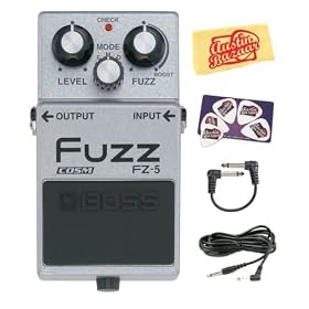 Boss FZ-5 Fuzz Distortion Pedal Bundle with 10-Foot Instrument Cable, Patch Cable, Pick Card, and Polishing Cloth:  Musical Instruments