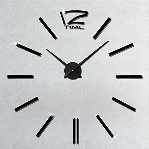 MOYO Modern Mute Frameless Large 3D DIY Wall Clock Mirror Sticker for Room Home Decorations Big Timer-Black