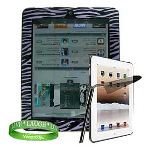 Stylishly Designed Hard Cover Snap on Case, iPad Cover for Apple iPad MB292LL/A Tablet (16GB, 32GB, Wifi + 3G)- Purple Zebra Animal Print + Custom Cut iPad Screen Protector + ipad Stylus Pen Black + Live * Laugh * Love VG Silicone Wrist band!!!