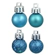 18ct Turquoise Blue Shatterproof 4-Finish Christmas Ball Ornaments 1.25" (30mm)