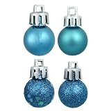 18ct Turquoise Blue Shatterproof 4-Finish Christmas Ball Ornaments 1.25" (30mm)