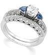 14K White Gold Sapphire and Diamond Wedding Set Semimount - CENTER STONE NOT INCLUDED