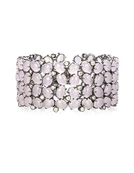 Stunning Simulated Pink Opal Cabochon Wide Bracelet