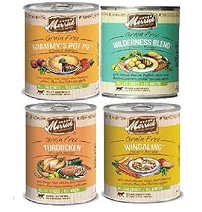 Merrick Grain Free 13.2 Oz Classic Canned Dog Food Variety Bundle #1 - 4 Flavors (Grammy's Pot Pie, Turducken, Wingaling, Wilderness Blend - 3 of each flavor)