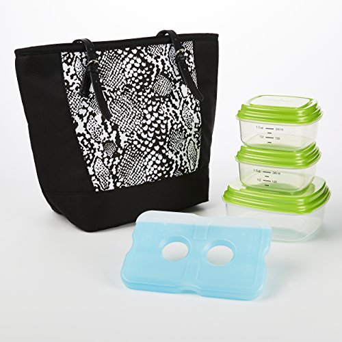 Lexington Lunch Bag Kit with Fresh Selects Set (Black & White Reptile)