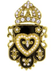 Antique Gold Noir Diadem Crown Brooch Gold Plated