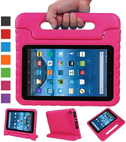 Fire 7 case,Fire 7 kids Case,Angel Center - Kids Shock Proof Convertible Handle Stand Light Weight Super Protective Stand Cover for Amazon Fire Tablet (7 inch Display, 2015 Release Only) (Pink)