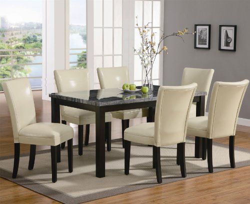 7PC Rich Black and Chair Set