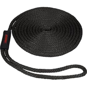 Click here to buy Unified Marine 50013110 Solid Braid MFP Dockline (Black, 0.375- Inch x 15- Feet).