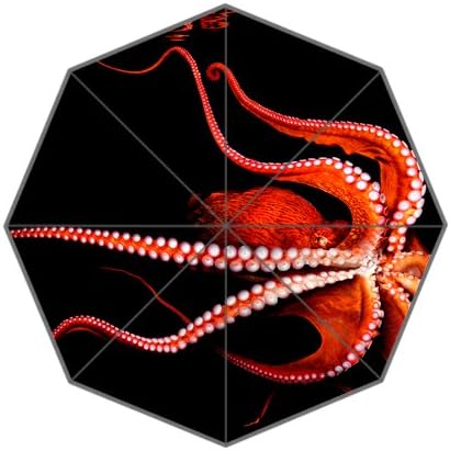 POOKOO! Best Custom Cute Animal Octopus Compact 43.5 Inch Foldable Umbrella, Women Umbrella,Men Umbrella,Travel Umbrella,Children Umbrella!Good gift!