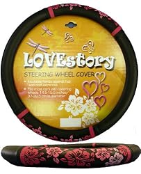 Pink Aloha Hibiscus Flower Comfort Grip Steering Wheel Cover