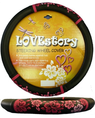 Pink Aloha Hibiscus Flower Comfort Grip Steering Wheel Cover