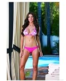 Women's Aqua fully lined & reversible bikini top w/center ring detail & bottom tie die