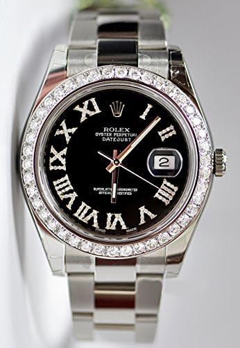 ROLEX DATEJUST II 2 STEEL 116300 BLACK DIAMOND DIAL 3.60 CT BEZEL NEW 2014