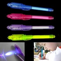 Dazzling Toys Invisible Ink Pen Built in UV Light Pack of 4 Magic Marker Spy Pen
