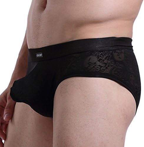 Men's Lace Underwear Y-front Briefs Black Size L