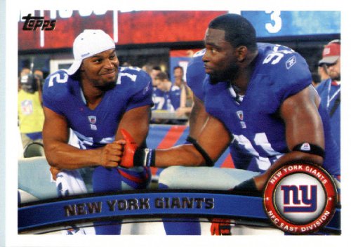 2011 Topps Football Card # 407 New York Giants Team Card - New York Giants (Justin Tuck / Osi Umenyiora) NFL Trading Card in a Protective Case!