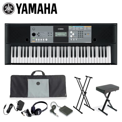 Yamaha KO-PSR-E223-KIT-1 61-Key Portable Keyboard Kit with Keyboard Bench, Gig Bag, Headphones, Stand, Adapter and Sustain Pedal