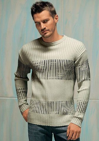 Herren Baumwolle Pullover Rippenpulli Rundhals-Pulli Rippenstrick