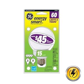 GE 89633 FLE15 2 G25XL Globe Screw Base Compact Fluorescent Light Bulb
