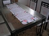 Snow White Battenburg Lace with Embroidery Table Runner and Placemats Runner Size 15x72 Inch